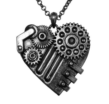 Handsome Steampunk 3d Mechanical Dark Silver-Tone Heart Necklace
