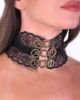 Lovely Steampunk Black Lace Choker With Gears