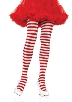 Fun Red and White Striped Tights