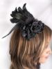 Elegant Black Rose and Feather Hairpin