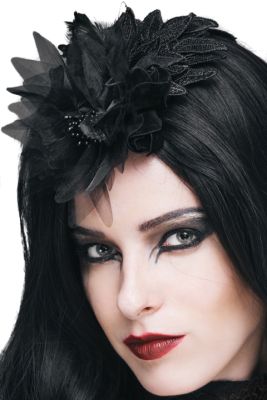 Women's Gothic Steampunk Vintage Black Floral and Feather Haircomb