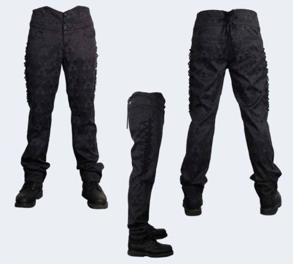 Men's High Waisted Brocade Gothic Trousers