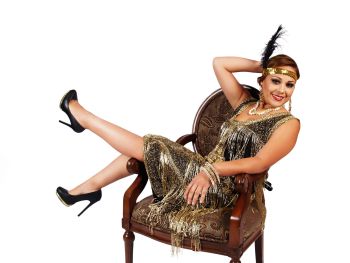 Delectable Black and Gold Fringed Flapper Dress