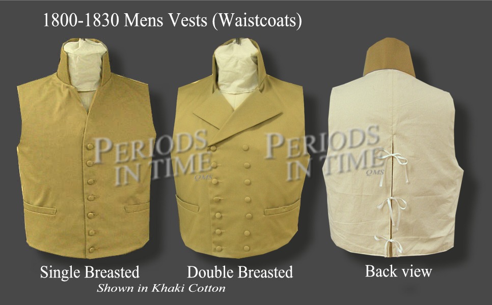 1800 to 1830 Civilian Federal/ Regency Era Vests