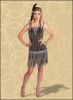 Black Flapper Dress Covered in Copper and Gold Sequins with Beads