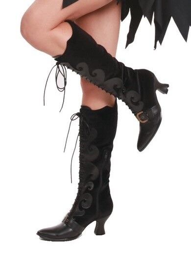 Women’s Lace-Up Witchy Knee Boots In Either Black Or Purple