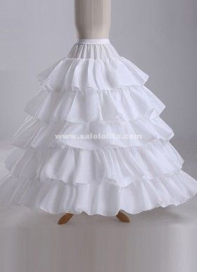 Ball Gown 4-Hoops 5-Layers Ruffles Petticoat Slip Underskirt Crinoline