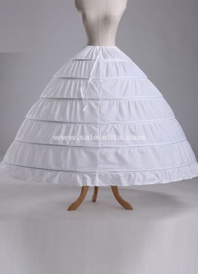 White 6 Hoops Gown Crinoline Petticoat Skirt