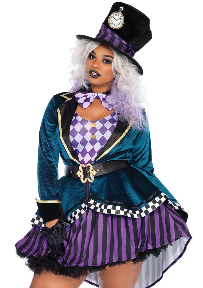 Women's Plus Size Sexy Mad Hatter 4 Piece Costume