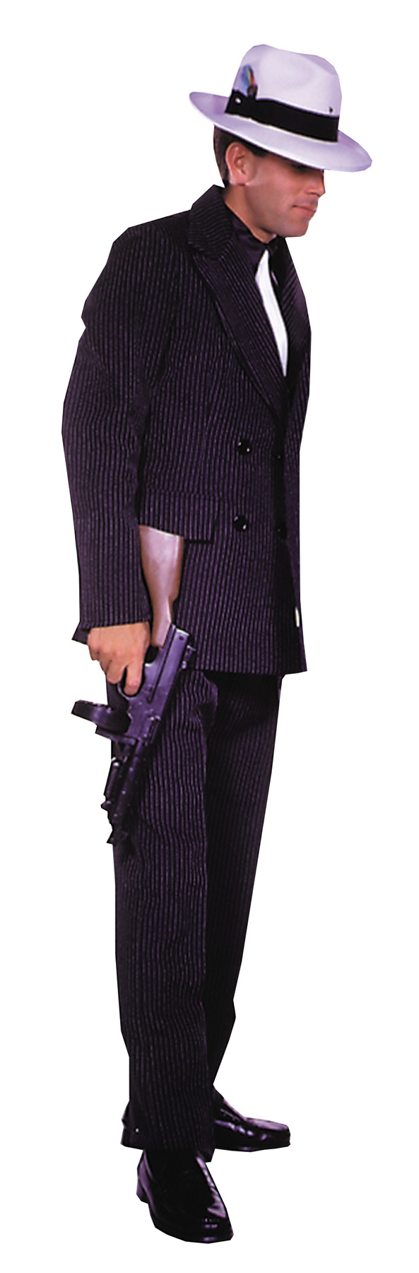 Men's 2-Piece Gangster Costume Brown Pinstripe Suit