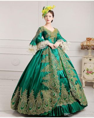 Royal Masquerade Party Green Lace Ball Gown
