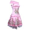 Pretty Satin Floral Embroidered Steel Boned Under Bust Corset Dress