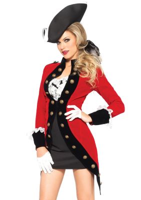 Sexy Woman's Military Red Coat 4 Piece Costume