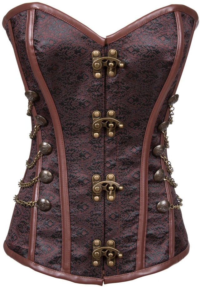 Classic Brown Strapless Steampunk Corset | women's steampunk corset