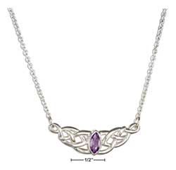 STERLING SILVER CELTIC WEAVE WITH MARQUIS AMETHYST NECKLACE