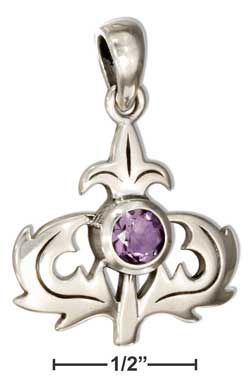 STERLING SILVER SCOTTISH THISTLE PENDANT WITH AMETHYST