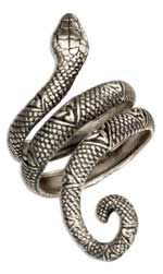STERLING SILVER WRAPAROUND SNAKE RING WITH CELTIC TRINITY KNOTS