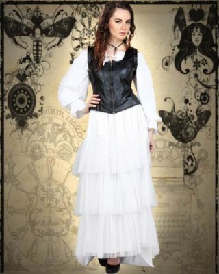 Sweet 3-Piece Steampunk White & Black Dress Costume