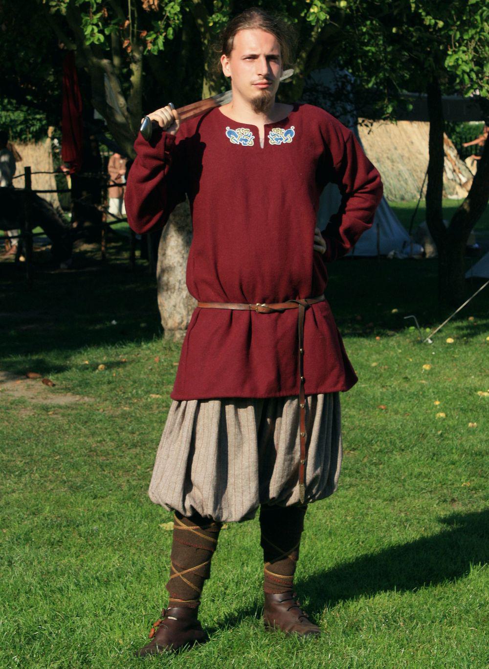 Viking Wool Long Sleeved Tunic with Embroidery