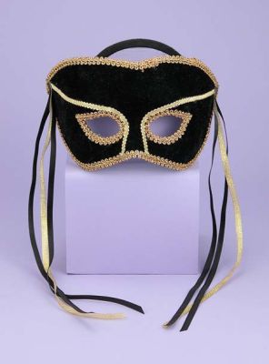 Black and Gold Harlequin Jester Mask