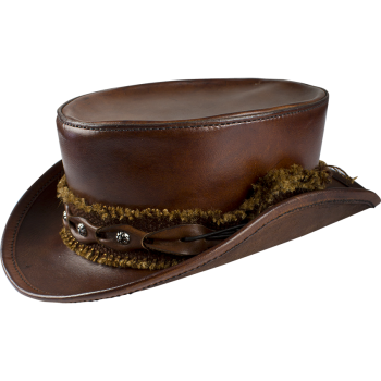 Steampunk and Period Leather Top Hat (Color: (Bk-Br): Brown)
