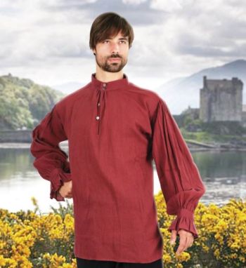 Men's Renaissance/Medieval Period Festival Shirt (Color: (W-B-N): Wine)