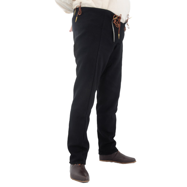 15th Century Pants Drop Front Costume Pants (Color: (BK-BN-Nat): Black)