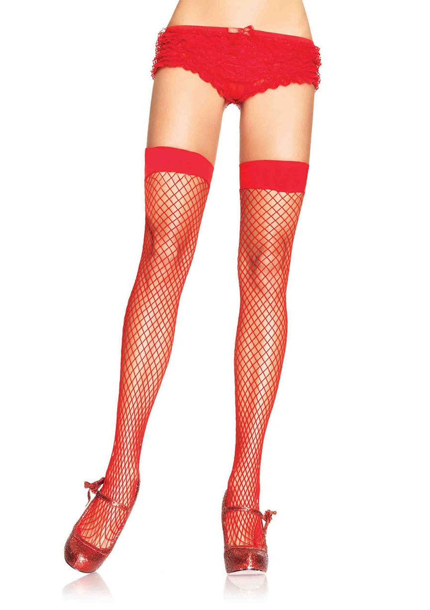 Sexy Fishnet Thigh High Stockings (Color: (RBkWBu): Red)