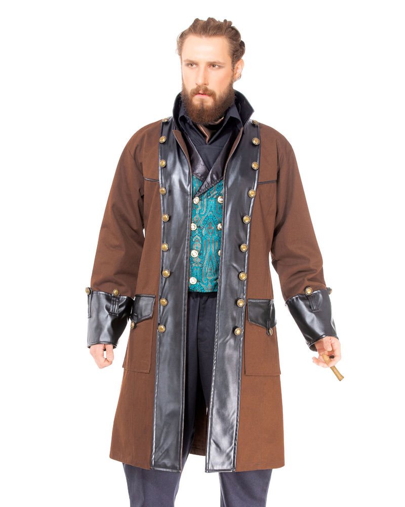 Victorian Steampunk Pirate Time Traveler Style Coat (COLOR: (B-C): Brown)