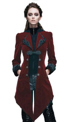 Vintage Gothic Swallowtail Jacket (Color: (B-R): Red)