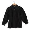 Medieval Black Cotton Shirt with Collar and Button Neck