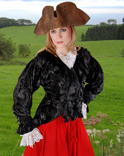 Mary Read Inspired Pirate Costume Blouse (Color: (B-R): Black)