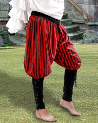 Men's Striped Pirate Pants in 3 choices (Colors: RW-BR-BW: Black/Red)