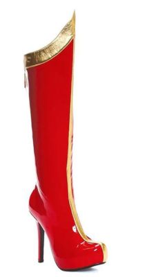 Women's Superhero Red & White or Red & Gold Knee Boots (Color: (R/W-R/G): Red with Gold)