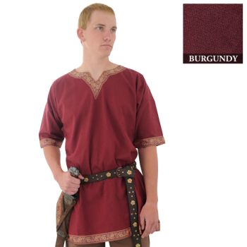 Medieval Viking Costume Burgundy Shirt (Sizes: (M-XXL): Medium)